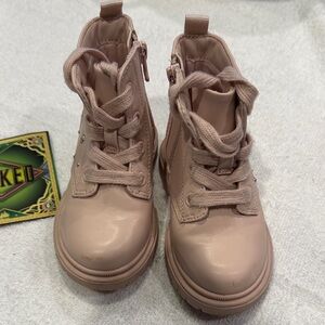 Cat & Jack Blush Pink Lace-Up Kids Ankle Boots.